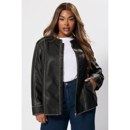 Yours Curve Grijs Gewassen Kunstleren Jasje Size 58-60