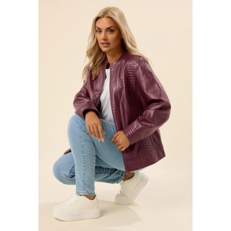 Yours Curve Burgundy Red Biker Faux Leather Jacket Size 44