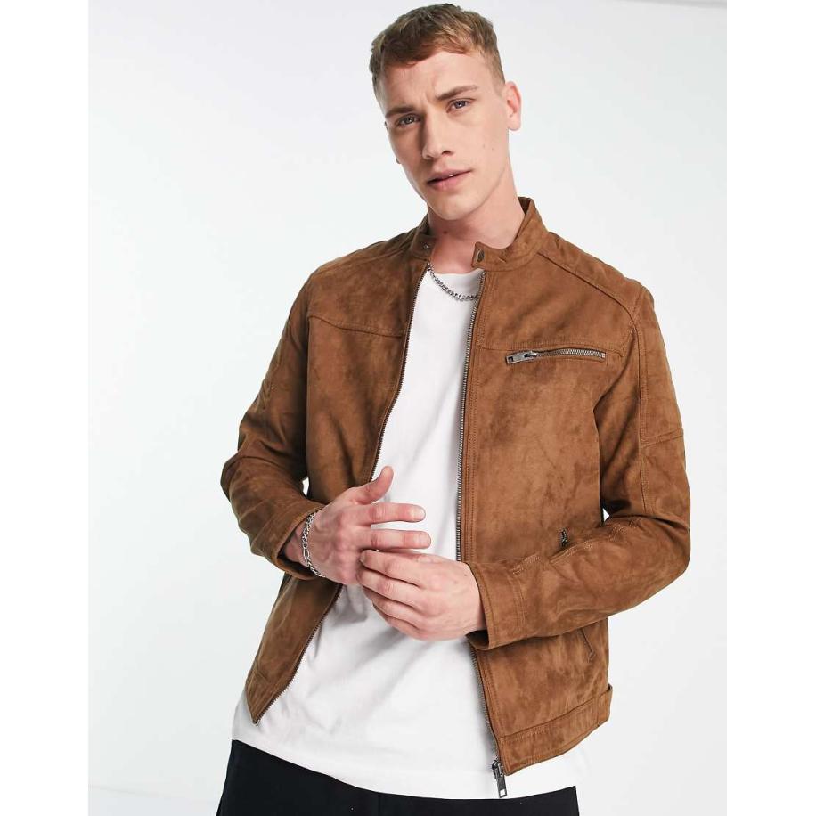 Jack & Jones - Musthaves - Bikerjack van imitatiesuède in lichtbruin Bruin