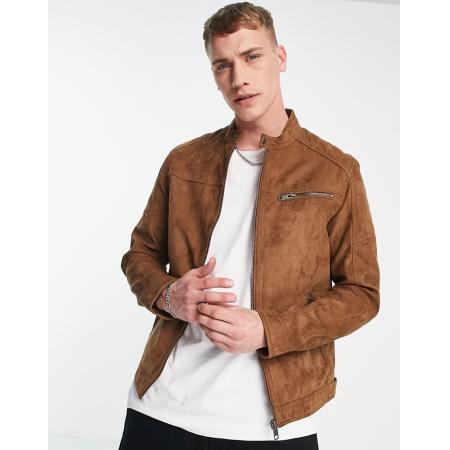 Jack & Jones - Musthaves - Bikerjack van imitatiesuède in lichtbruin