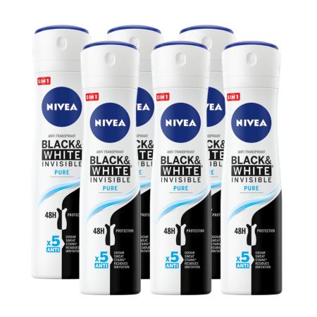 Nivea Black & White Invisible Pure Deodorant Spray Voordeelverpakking