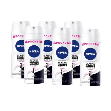 Nivea Black & White Invisible Original Deodorant Spray Pocket Voordeelverpakking