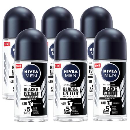 Nivea Men Black & White Invisible Original Roll-on Voordeelverpakking