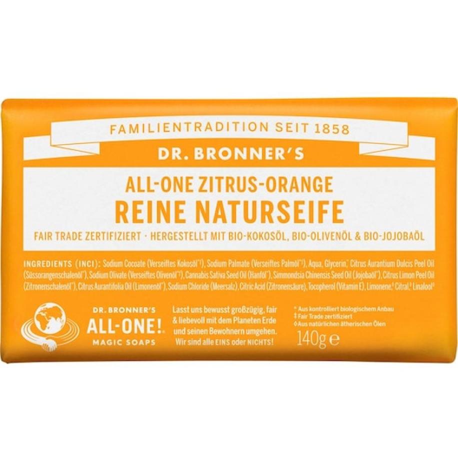 Dr. Bronner's Blokzeep All-One Citrus-Sinaasappel Puur Natuurlijke Zeep Cosmetica Dames 140 g