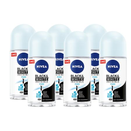 Nivea Black & White Invisible Pure Roll-on Voordeelverpakking