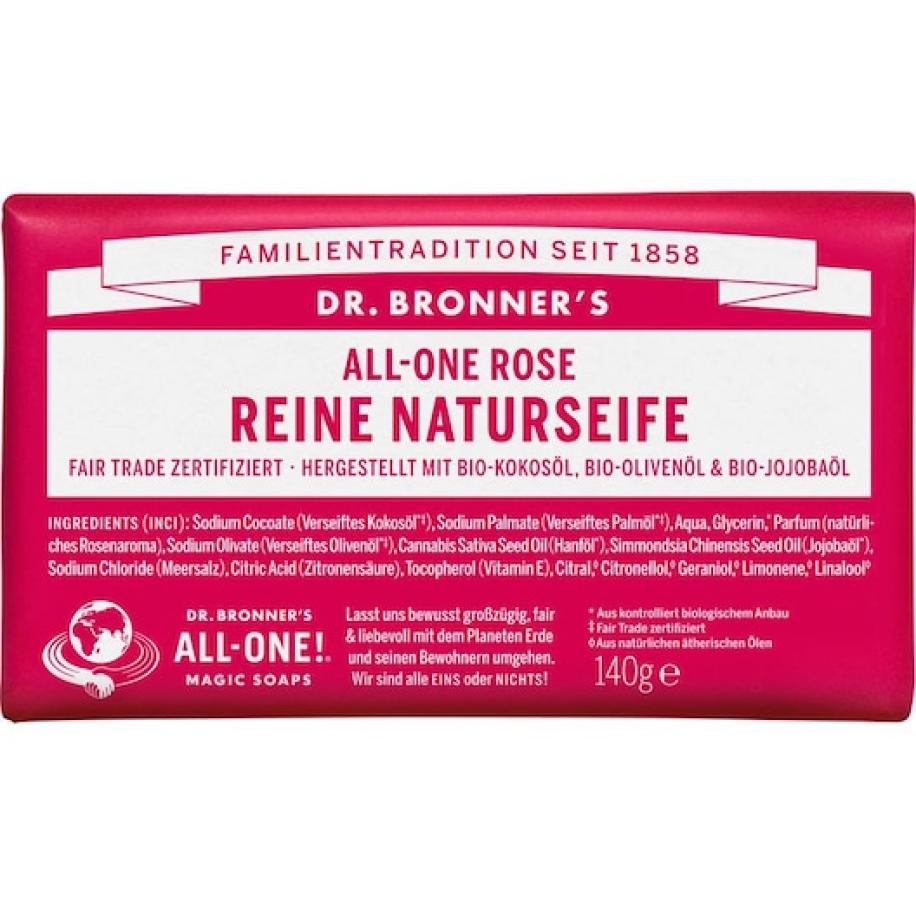 Dr. Bronner's Blokzeep All-One roos zuiver natuurlijke zeep Cosmetica Heren 140 g