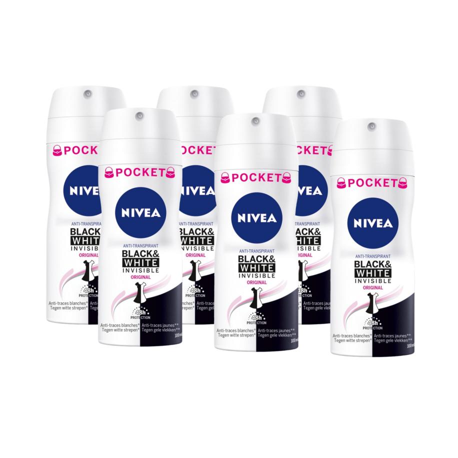 Nivea Black & White Invisible Original Deodorant Spray Pocket Voordeelverpakking