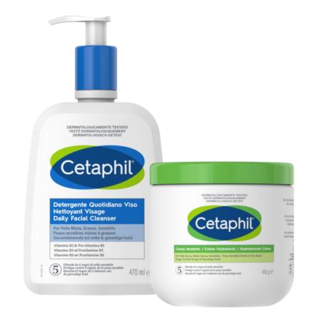 Cetaphil Daily Facial Cleanser 470ML + Hydraterende Crème 450GR Combi