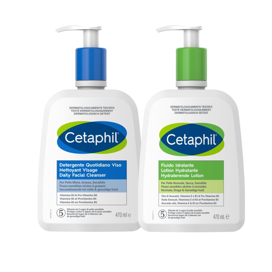 Cetaphil Daily Facial Cleanser + Moisturizing Lotion 470ML Combi
