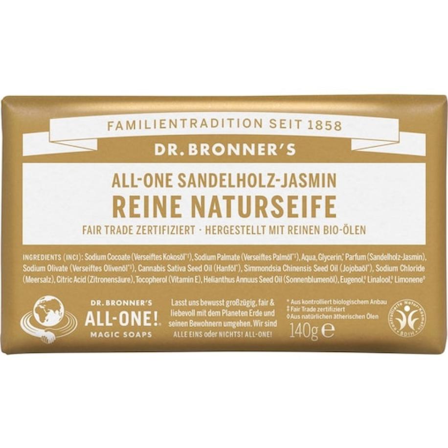 Dr. Bronner's Blokzeep All-One Sandelhout Jasmijn Puur Natuurlijke Zeep Unisex 140 g