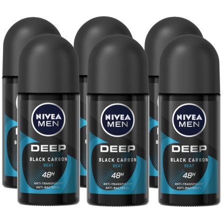 Nivea Men Deep Black Carbon Beat Anti-Transpirant Roller Voordeel