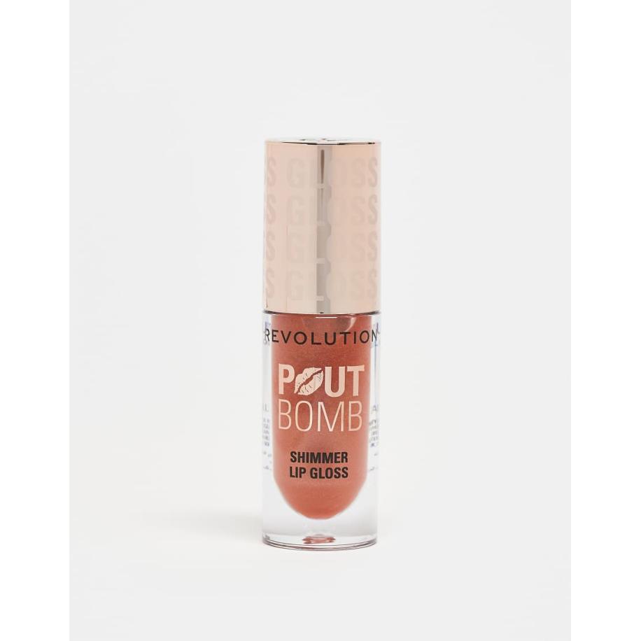 Revolution Pout Bomb Glanzende lipgloss in 'Nude Glow'-Bruin