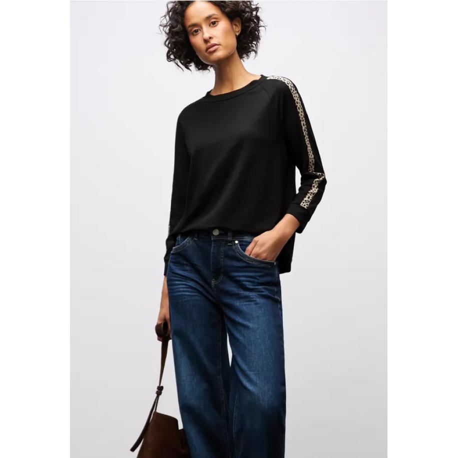 Street One Shirt met leo gallon strepen Zwart