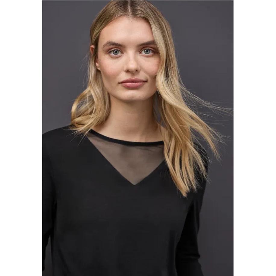 Street One Shirt met mesh details Zwart