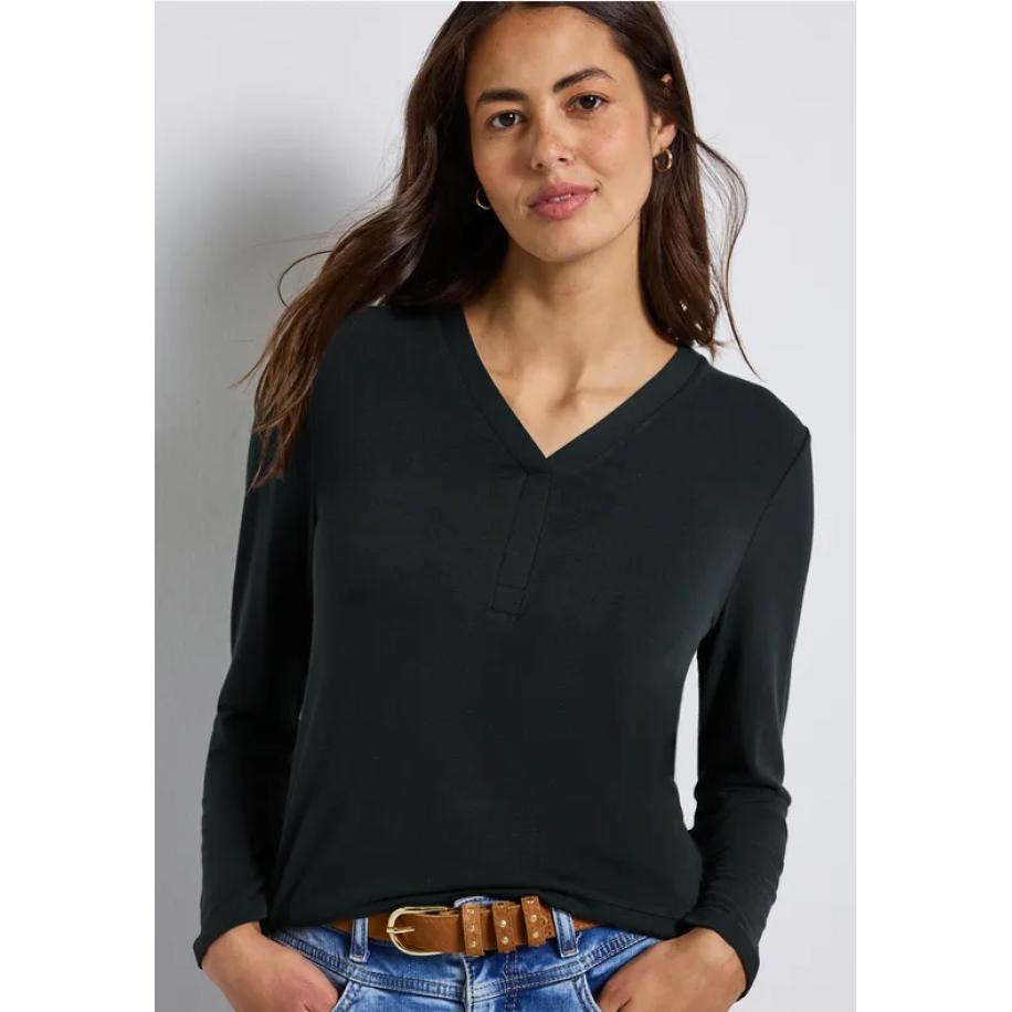 Street One Shirt met V-hals Groen