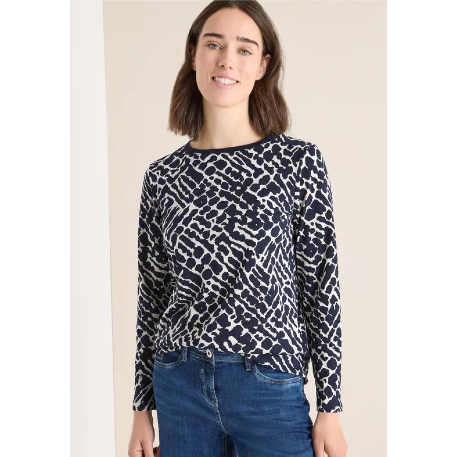 CECIL Gedessineerd shirt met lange mouwen Blauw