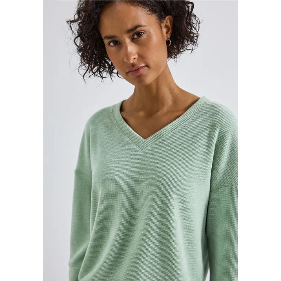 Street One Knus shirt met V-hals Groen