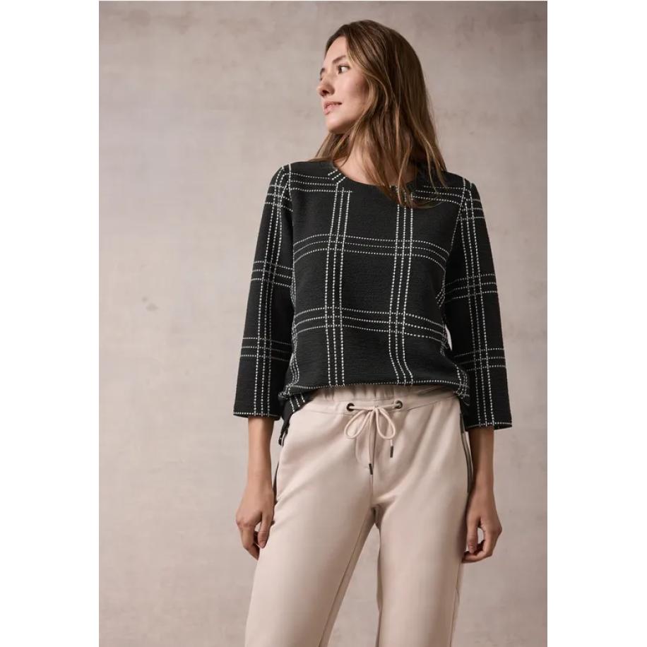 CECIL Jaquard overhemd Zwart