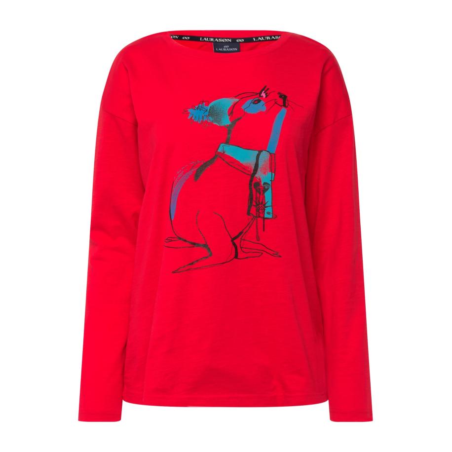 LAURASØN LAURASØN Shirt blauw / neonrood -