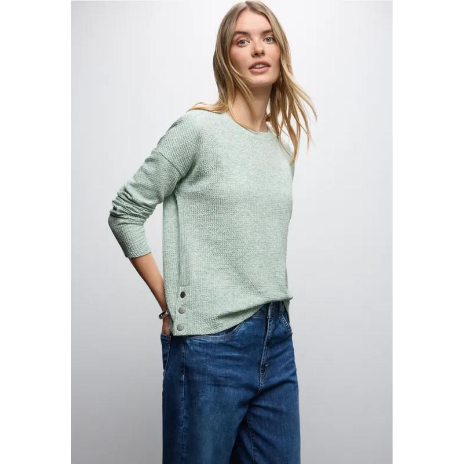 Street One Shirt met structuur en knopen Groen