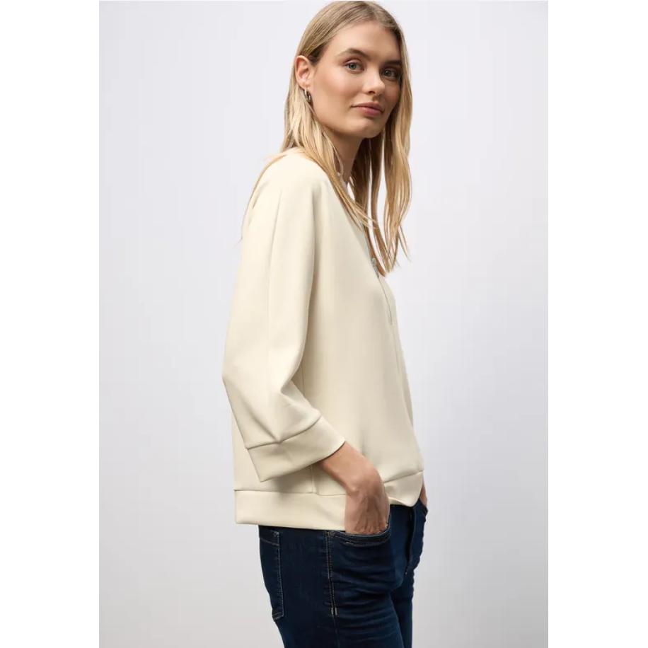 Street One Silk-Look Shirt met ritssluiting Bruin