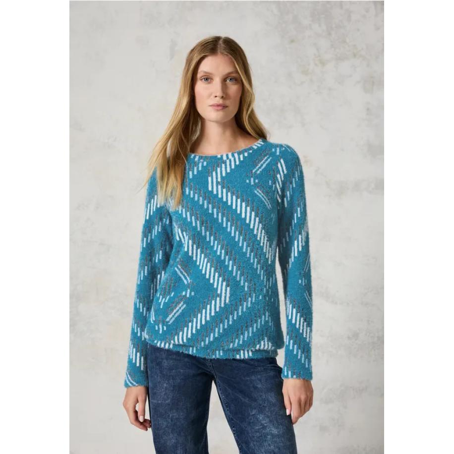 CECIL Shirt van verengaren met patroon Blauw