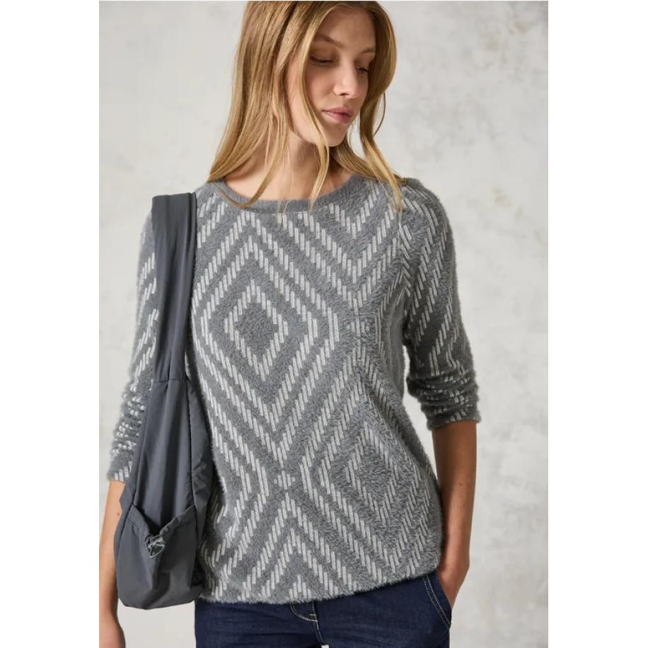 CECIL Shirt van verengaren met patroon Grijs