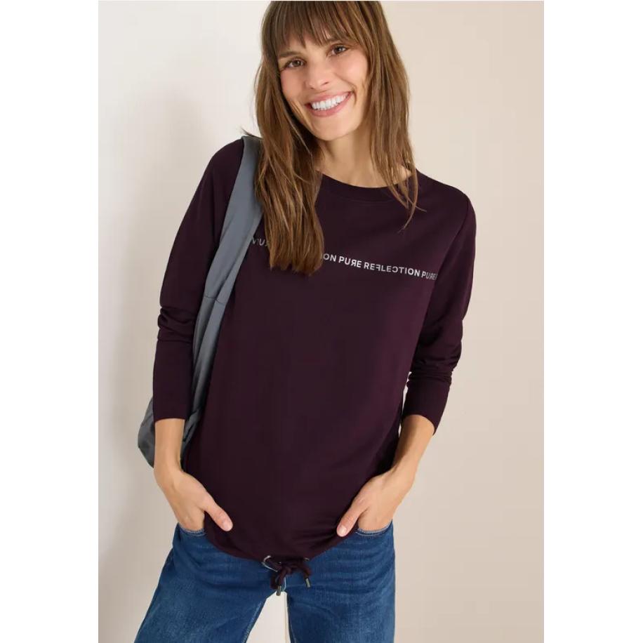 CECIL Shirt met lange mouwen en tekst Rood