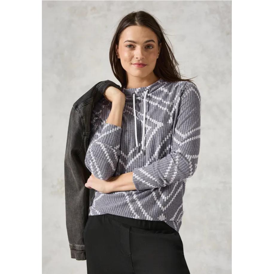 CECIL Jaquard overhemd Grijs