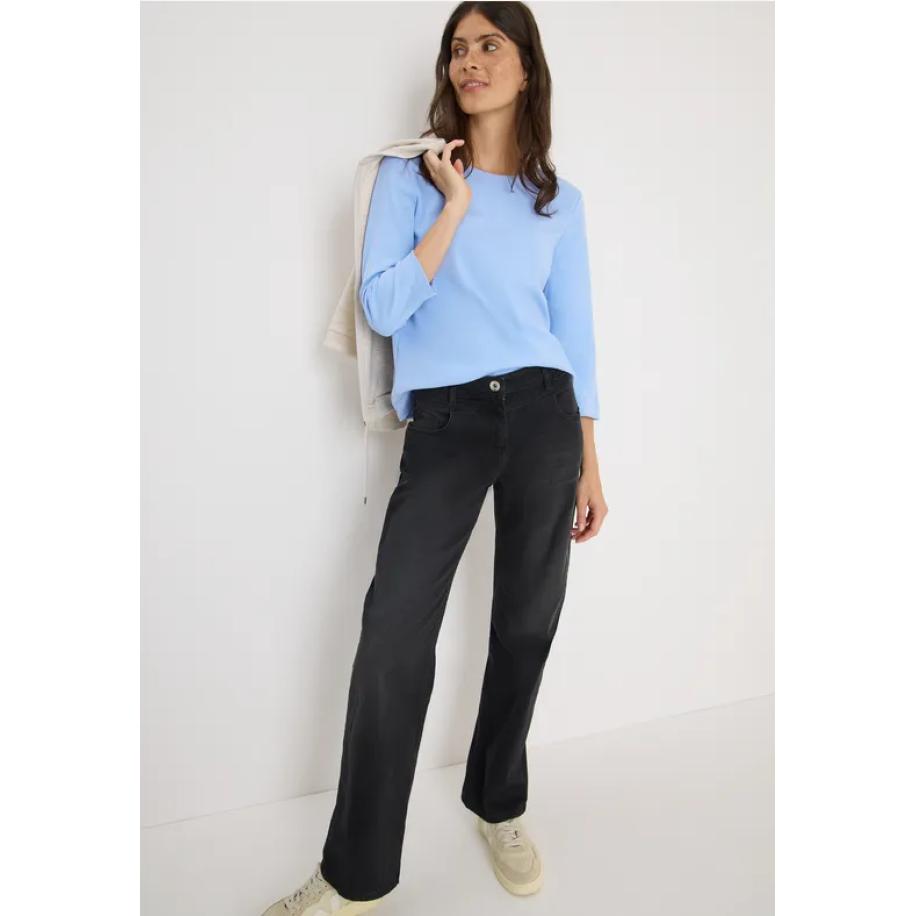 CECIL Shirt met geribde structuur Blauw