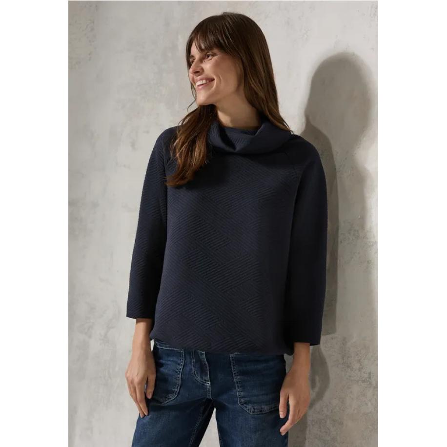 CECIL Shirt met sjaalkraag Blauw