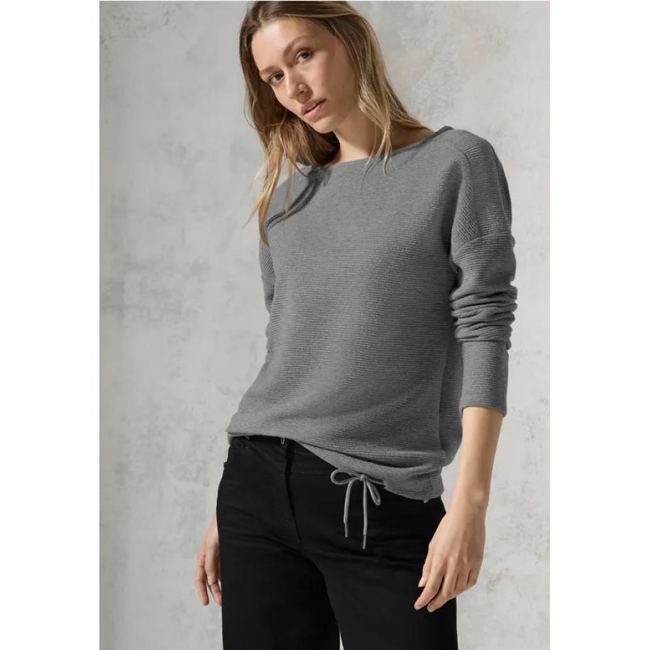 CECIL Glitterend ottoman shirt Grijs