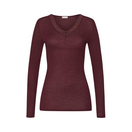 Hanro Hanro Shirt Woolen Lace roestbruin