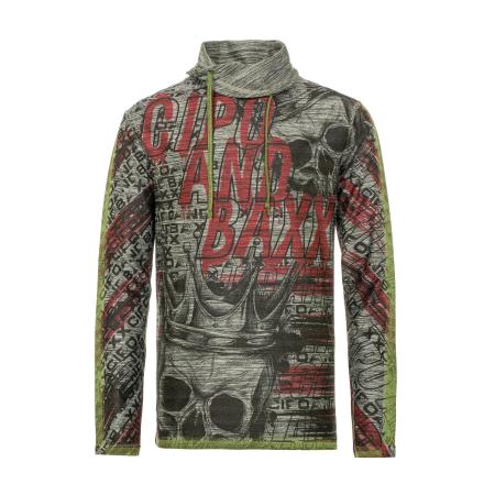 Cipo & Baxx CIPO & BAXX Shirt grijs / antraciet / kiwi / donkerrood