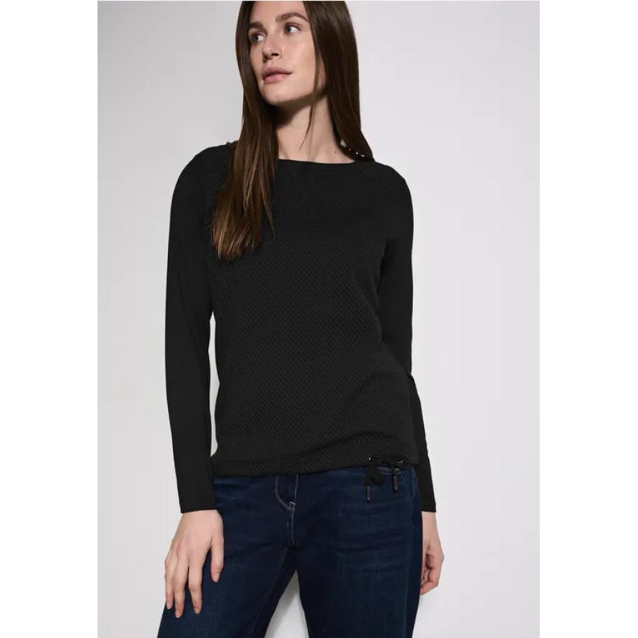 CECIL Materiaalmix shirt met lange mouwen Zwart