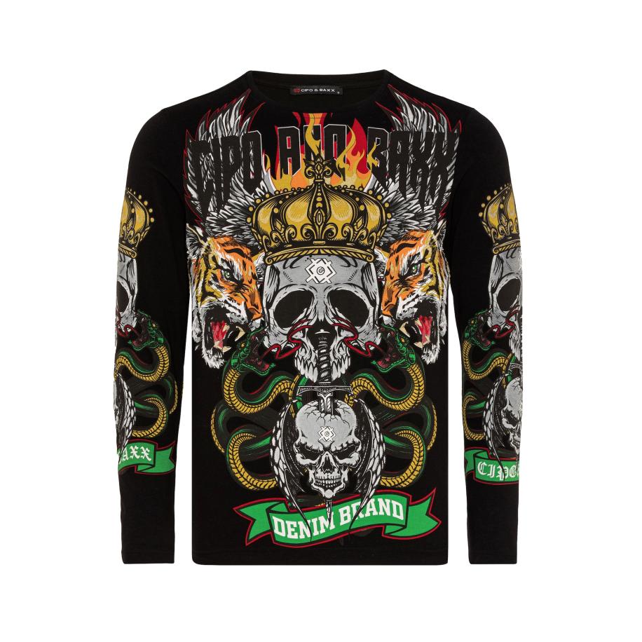 Cipo & Baxx CIPO & BAXX Shirt geel / groen / zwart -