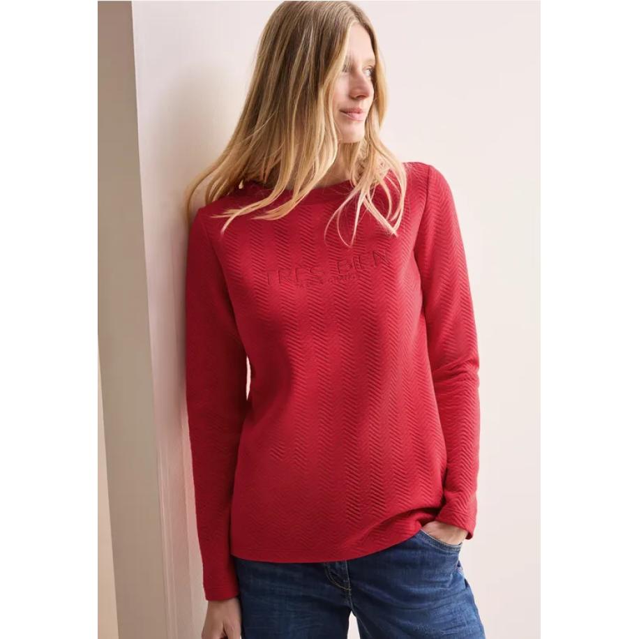 CECIL Gestructureerd shirt met tekst Rood