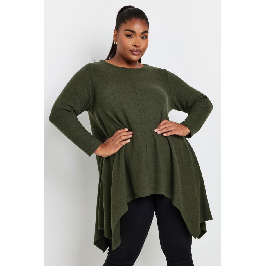 Yours Top Met Asymmetrische Zoom In Kakigroen Size 62-64 Groen