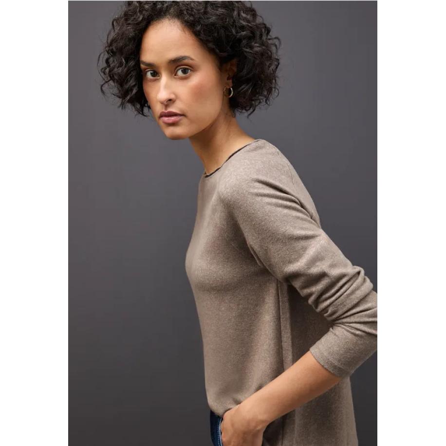 Street One Zacht gemêleerd shirt Bruin