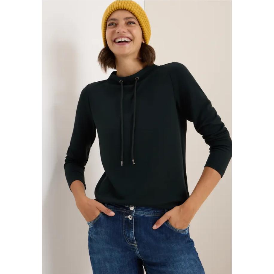 CECIL Shirt met trechtervormige hals Groen