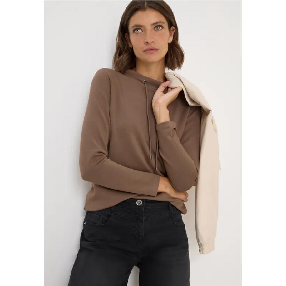 CECIL Shirt met trechtervormige hals Bruin