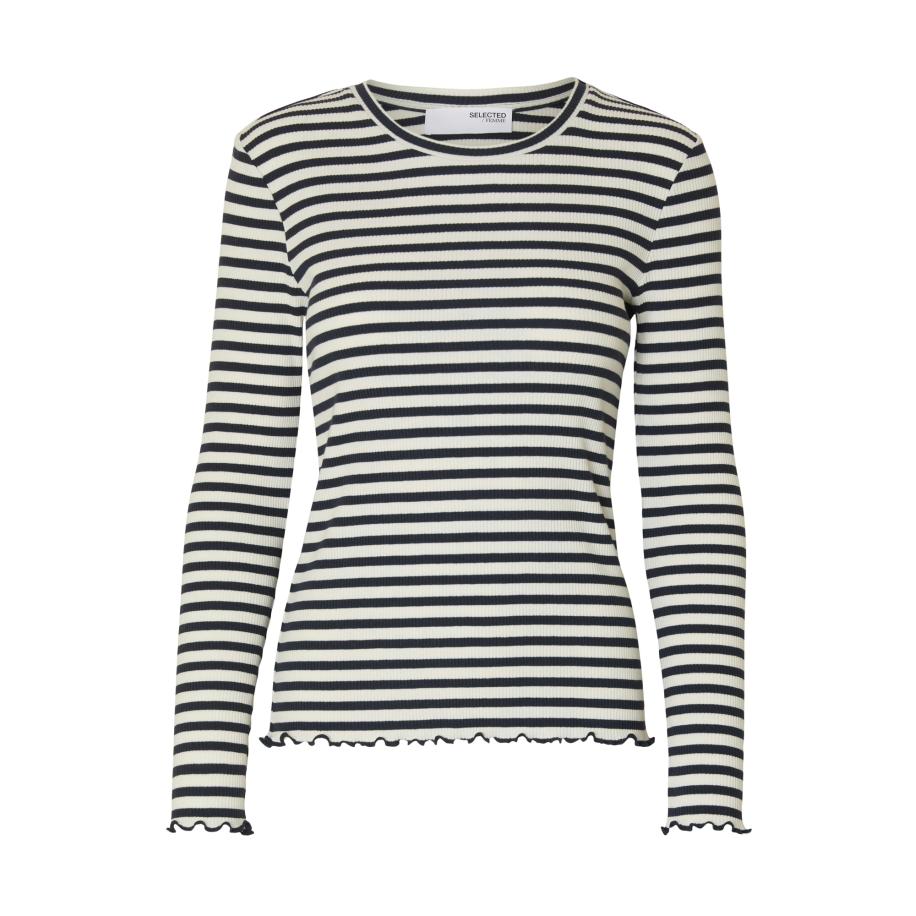 Selected SELECTED Shirt SLFANNA ecru / donkerblauw -