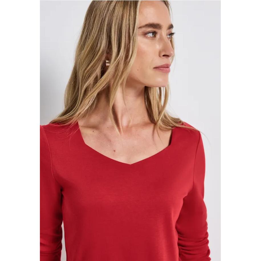 Street One Shirt met carrée halslijn Rood