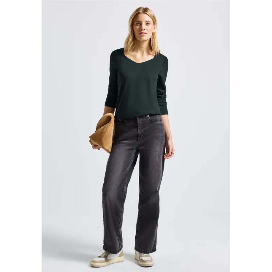Street One Shirt met carrée halslijn Groen