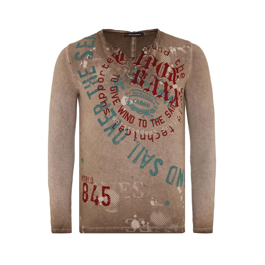 Cipo & Baxx CIPO & BAXX Shirt brokaat / smaragd / robijnrood / wolwit -