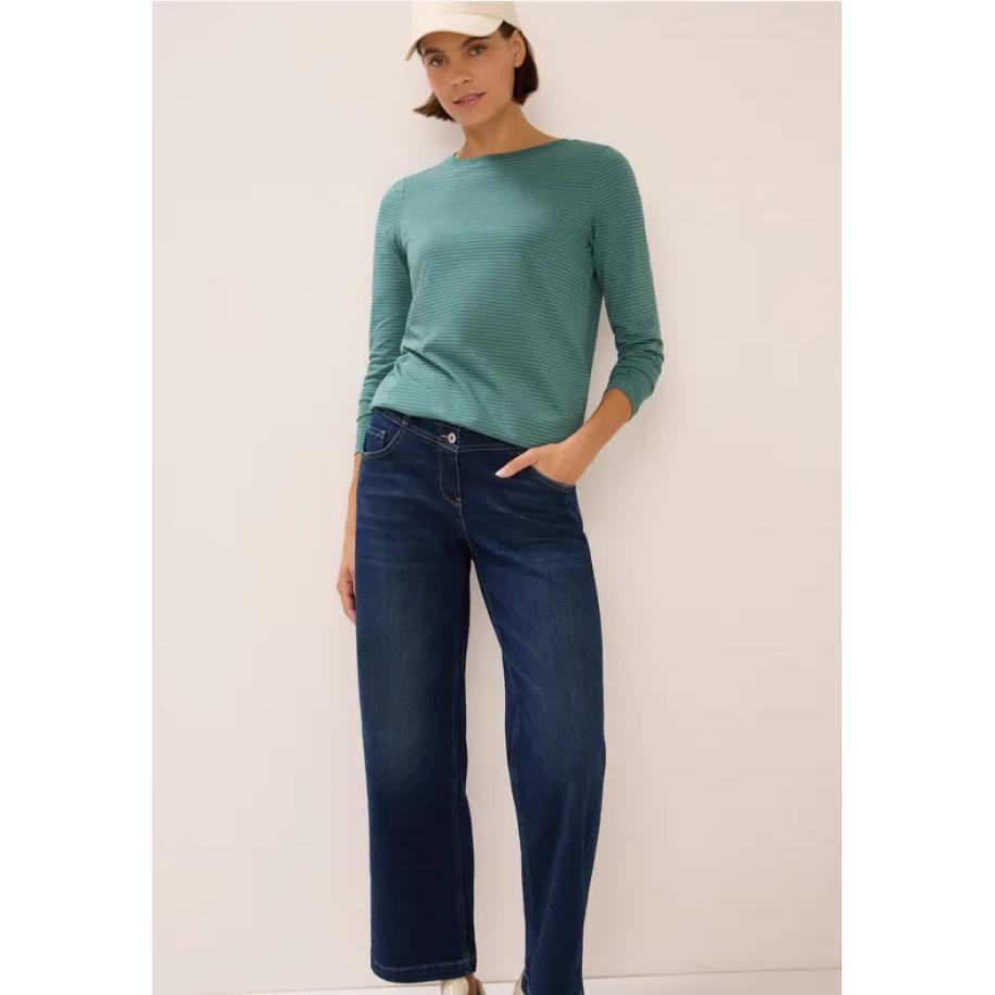 CECIL Shirt met ton-sur-ton strepen Groen