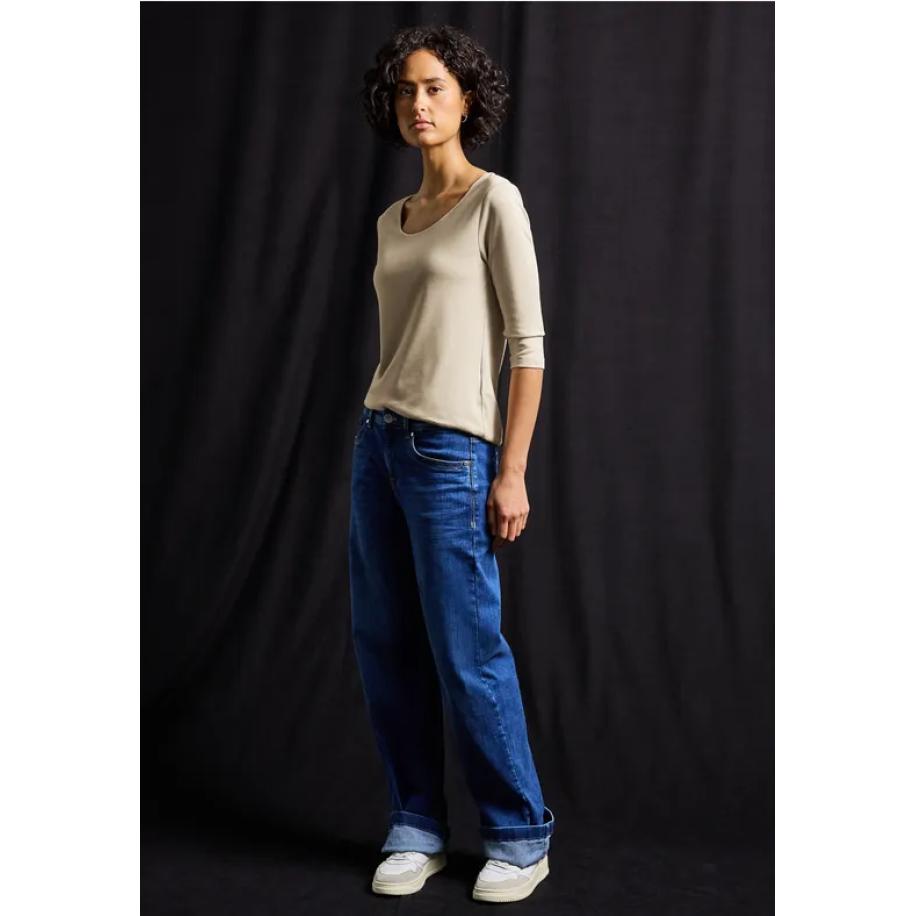 Street One Basic Shirt met 3/4 mouwen Bruin