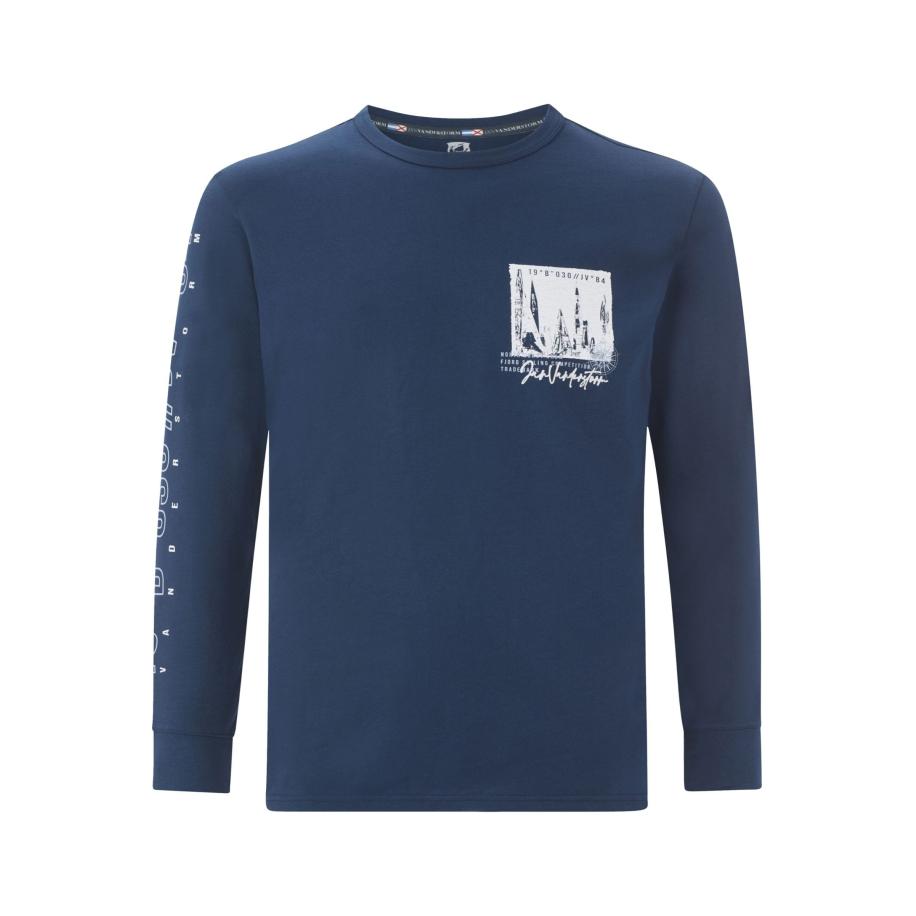 Jan Vanderstorm Longsleeve blauw, Bedrukt Blauw