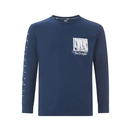 Jan Vanderstorm Longsleeve blauw, Bedrukt