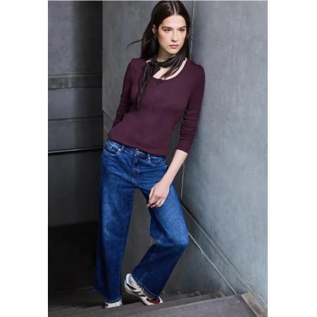 Street One Geribd overhemd met knoopdetail -